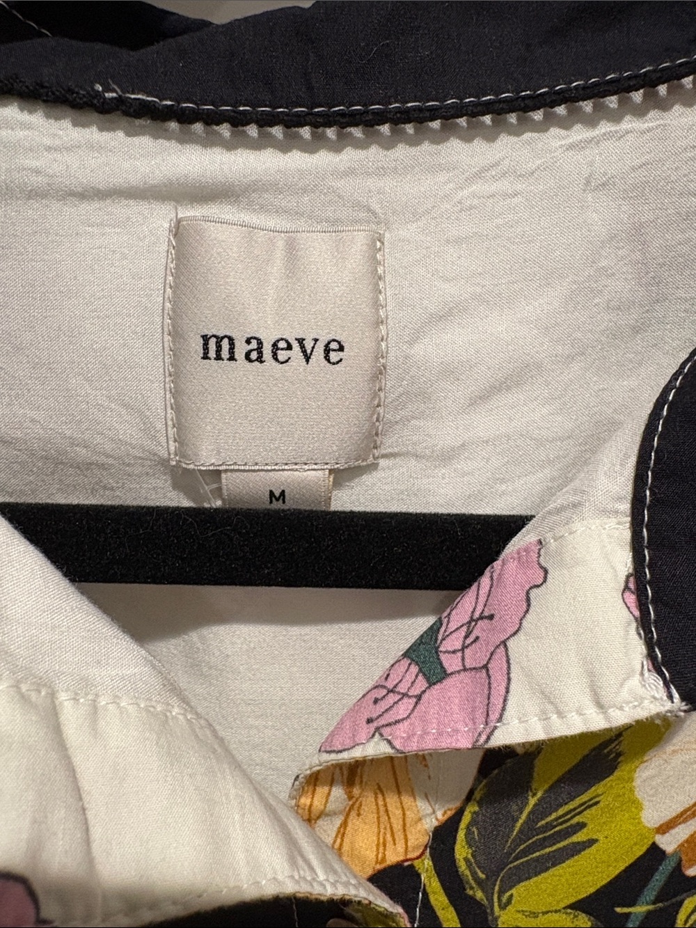 Anthropologie Maeve Floral Shirt Dress - Navy & White with Pink Accents - Picture 3 of 5
